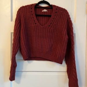 Deep red knit sweater